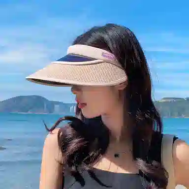 纳兰杜 个性潮流太阳帽休闲遮阳运动款透气户外骑行空顶帽 织物 防晒帽 女款 米色/卡其色/黑色/粉色