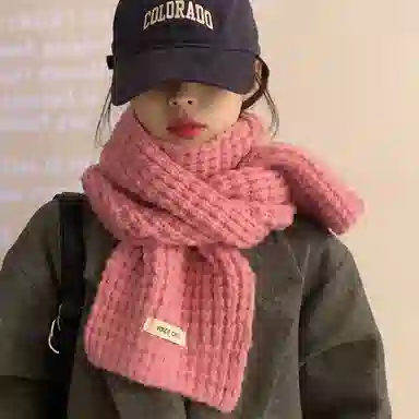 纳兰杜 韩版高颜值纯色简约外搭氛围感秋冬礼盒装 羊毛混纺 绒线围巾 女款 粉色