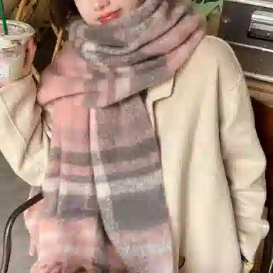 纳兰杜 长款流苏时尚百搭围脖文艺防寒保暖外搭礼盒装 涤纶 绒线围巾 女款 粉灰色