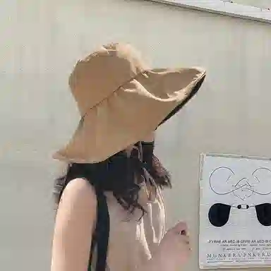 纳兰杜 超大帽檐遮阳防紫外线夏季显脸小太阳帽 涤纶 防晒帽 女款 粉色/子夜黑/驼色