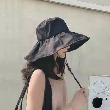 纳兰杜 超大帽檐遮阳防紫外线夏季显脸小太阳帽 涤纶 防晒帽 女款 粉色/子夜黑/驼色