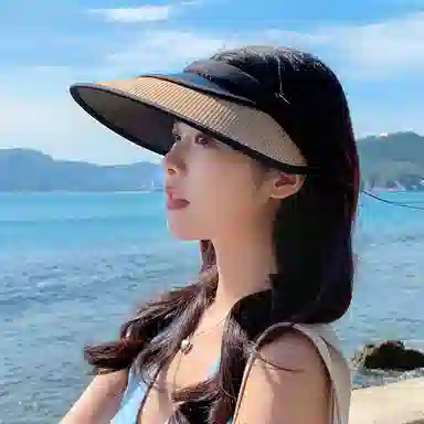 纳兰杜 个性潮流太阳帽休闲遮阳运动款透气户外骑行空顶帽 织物 防晒帽 女款 米色/卡其色/黑色/粉色