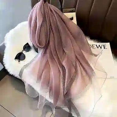 纳兰杜 韩版薄款优雅气质高级感法式配饰穿搭多功能绑带衬衣飘带 羊毛拼桑蚕丝 丝巾 女款 淡黄色/雪芽色/香芋紫