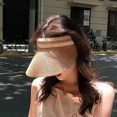 纳兰杜 夏季遮阳旅游沙滩气质空顶帽显脸小防紫外线 织物 防晒帽 女款