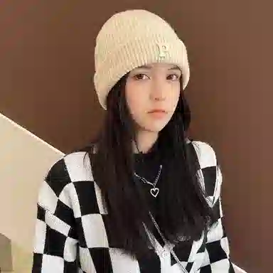 纳兰杜 针织帽子显脸小潮流保暖时尚百搭 聚酯纤维 绒线帽 女款 米色