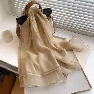 纳兰杜 轻复古高级感优雅精致穿搭 方巾夏天薄款通勤 桑蚕丝 丝巾 女款 香槟色/灰色/奶白色/红色