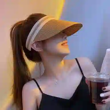 纳兰杜 夏季遮阳旅游沙滩气质空顶帽显脸小防紫外线 织物 防晒帽 女款