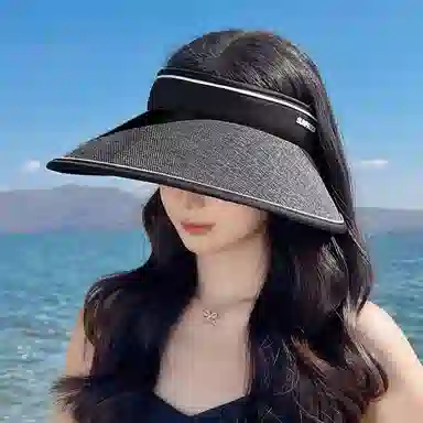 纳兰杜 太阳帽超大帽檐夏季遮阳显脸小户外沙滩高级感 织物 防晒帽 女款