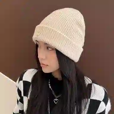 纳兰杜 针织帽子显脸小潮流保暖时尚百搭 聚酯纤维 绒线帽 女款 米色