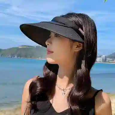 纳兰杜 个性潮流太阳帽休闲遮阳运动款透气户外骑行空顶帽 织物 防晒帽 女款 米色/卡其色/黑色/粉色