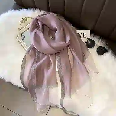 纳兰杜 韩版薄款优雅气质高级感法式配饰穿搭多功能绑带衬衣飘带 羊毛拼桑蚕丝 丝巾 女款 淡黄色/雪芽色/香芋紫