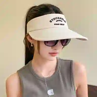 纳兰杜 小众个性潮流遮阳帽户外旅游百搭时尚休闲防紫外线太阳帽 织物 防晒帽 女款 卡其/米色/黑色/粉色