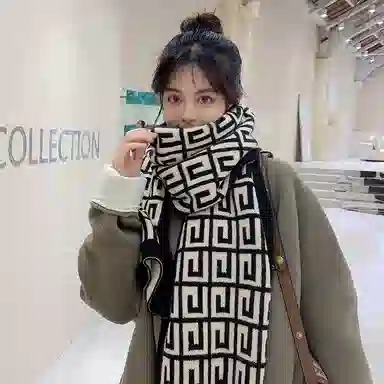 纳兰杜 秋冬 针织 加厚 毛线百搭时尚韩版防风防寒保暖护脖子 绒线围巾 女款 卡其色/黑色/绿色