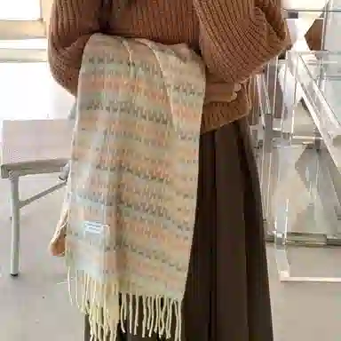 纳兰杜 甜美小清新流苏款 两用文艺氛围感可爱 围脖 女款 鹅黄色