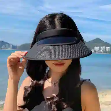 纳兰杜 个性潮流太阳帽休闲遮阳运动款透气户外骑行空顶帽 织物 防晒帽 女款 米色/卡其色/黑色/粉色