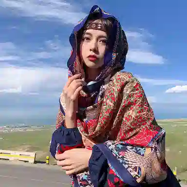 纳兰杜 国风针织民族风彩色加厚保暖旅游户外拼色 聚酯纤维 披肩 女款 多色可选