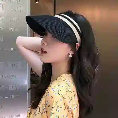 纳兰杜 夏季遮阳旅游沙滩气质空顶帽显脸小防紫外线 织物 防晒帽 女款