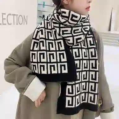 纳兰杜 秋冬 针织 加厚 毛线百搭时尚韩版防风防寒保暖护脖子 绒线围巾 女款 卡其色/黑色/绿色