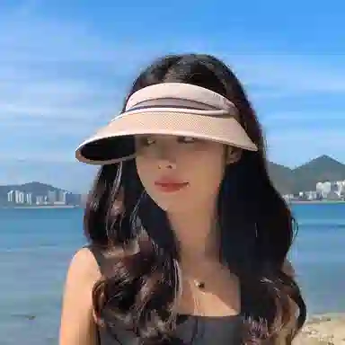 纳兰杜 个性潮流太阳帽休闲遮阳运动款透气户外骑行空顶帽 织物 防晒帽 女款 米色/卡其色/黑色/粉色