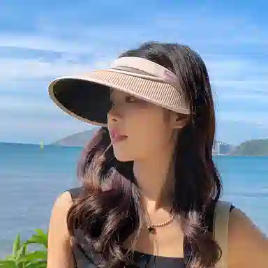 纳兰杜 个性潮流太阳帽休闲遮阳运动款透气户外骑行空顶帽 织物 防晒帽 女款 米色/卡其色/黑色/粉色