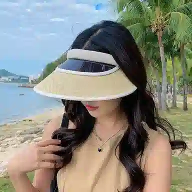 纳兰杜 个性潮流太阳帽休闲遮阳运动款透气户外骑行空顶帽 织物 防晒帽 女款 米色/卡其色/黑色/粉色