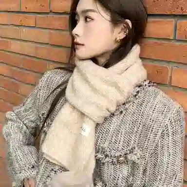 纳兰杜 纯色软糯感可爱百搭保暖防寒时尚韩版简约潮流穿搭 绒线围巾 女款  多色