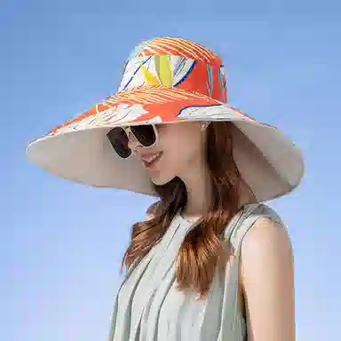 纳兰杜 时尚潮流大帽檐设计遮阳帽防紫外线旅游出行  棉 防晒帽 女款