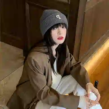 纳兰杜 百搭保暖时尚小众显脸小秋冬 织物 绒线帽 女款 灰色