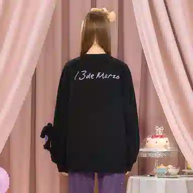 13 DEMARZO x SANRIO Characters Crewneck Sweatshirt Black