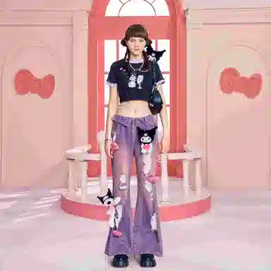 13 DEMARZO x Sanrio Vintage Glow Bear Jeans Purple