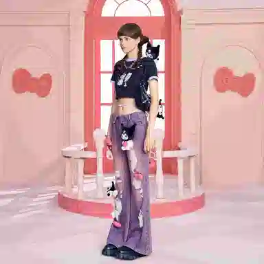 13 DEMARZO x Sanrio Vintage Glow Bear Jeans Purple