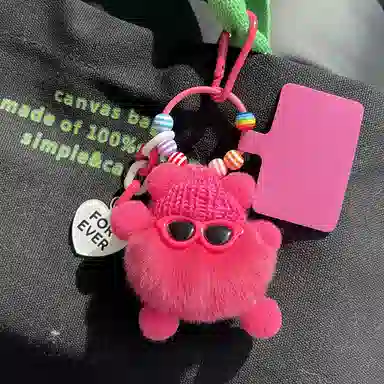 纳兰杜 可爱小煤球挂件书包挂饰汽车卡通玩偶 獭兔毛 钥匙扣包周边 女款 多色