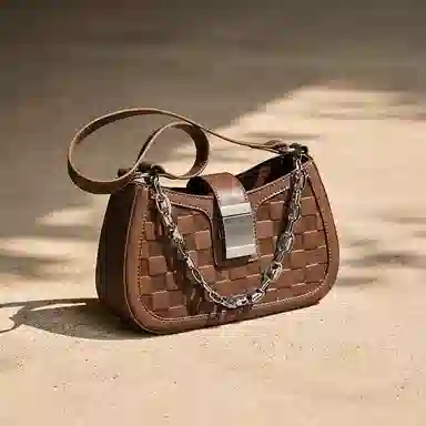 纳兰杜 高级感包包女百搭少女包潮流法棍包个性洋气 牛皮拼合成革 腋下包单肩包斜挎包 女款 棕色/白拼棕