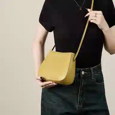 纳兰杜 包包女复古时尚通勤高级感洋气百搭简约休闲 牛皮拼合成革 单肩包斜挎包 迷你 女款 植鞣咖色/植鞣浅草黄