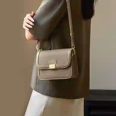 纳兰杜 女包时尚百搭洋气通勤实用高级感潮流真皮包包 头层牛皮 斜挎包小方包豆腐包单肩包 小号 女款 大象灰