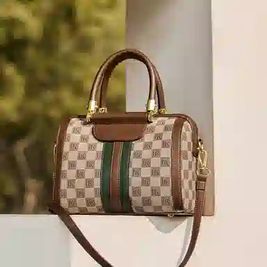 纳兰杜 经典法式实用复古老花减龄气质时尚百搭高颜值 合成革 妈妈包手提包托特包单肩斜挎包 常规 女款 卡其色