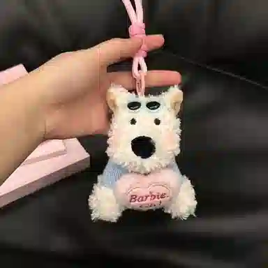 纳兰杜 可爱西高地挂件卡通潦草小狗玩偶公仔包包挂件 毛绒拼合金 钥匙扣包周边 女款 爱心蓝衣西高地