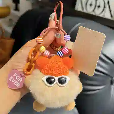 纳兰杜 可爱小煤球挂件书包挂饰汽车卡通玩偶 獭兔毛 钥匙扣包周边 女款 多色