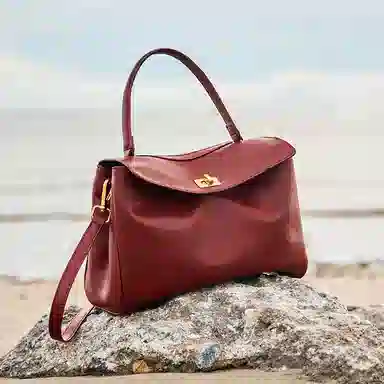 纳兰杜 经典气质时尚百搭大容量高级感简约休闲复古通勤小众品牌单肩斜挎包 牛皮拼合成革 手提包 常规 女款 子夜黑/车厘子红