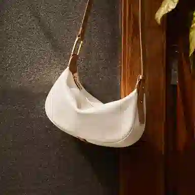 纳兰杜 时尚法式流行休闲百搭小众通勤 牛皮拼合成革 饺子包腋下斜挎包 中号 女款 多色