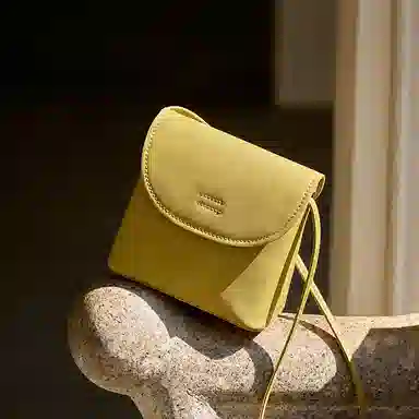 纳兰杜 复古小众高级感时尚百搭 牛皮拼合成革 单肩包 迷你 女款 植鞣棕色/植鞣浅草黄