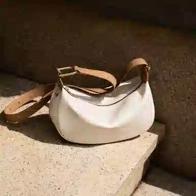 纳兰杜 时尚法式流行休闲百搭小众通勤 牛皮拼合成革 饺子包腋下斜挎包 中号 女款 多色