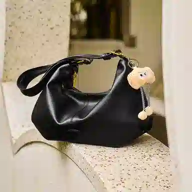 纳兰杜 大容量托特包韩系复古慵懒风休闲简约通勤时尚百搭 牛剖层革拼合成革 单肩斜挎包 大号 女款 焦糖棕/米白拼杏