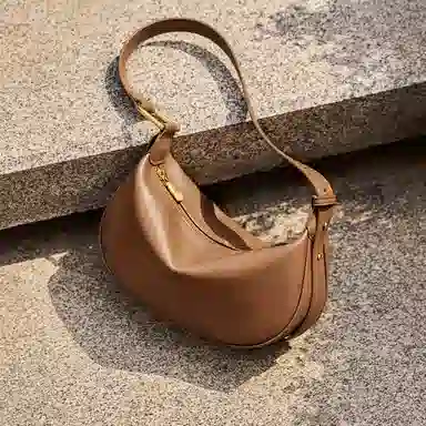 纳兰杜 时尚法式流行休闲百搭小众通勤 牛皮拼合成革 饺子包腋下斜挎包 中号 女款 多色