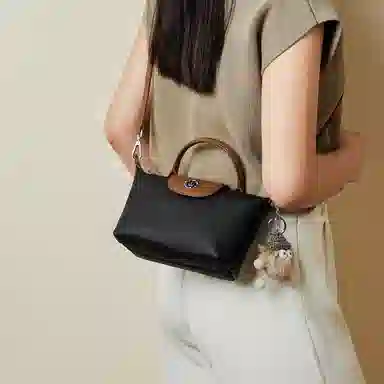 纳兰杜 女包通勤时尚百搭潮流品牌小众休闲包包 牛皮拼合成革 手提包单肩斜挎包 小号 女款 卡其棕/黑色