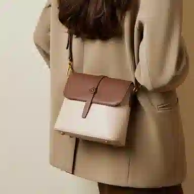 纳兰杜 时尚包包百搭款潮流品牌小众 牛皮真皮 单肩包链条包斜挎包 小号 女款 咖色