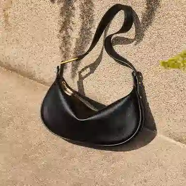 纳兰杜 时尚法式流行休闲百搭小众通勤 牛皮拼合成革 饺子包腋下斜挎包 中号 女款 多色