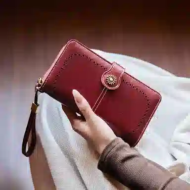 纳兰杜 韩版时尚精致多功能皮夹拉链小包 合成革 钱包 常规 女款 多色