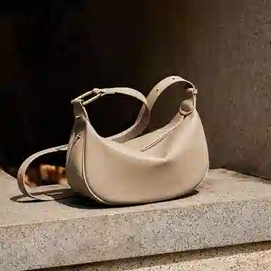 纳兰杜 时尚法式流行休闲百搭小众通勤 牛皮拼合成革 饺子包腋下斜挎包 中号 女款 多色