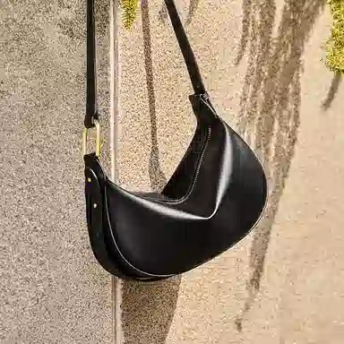 纳兰杜 时尚法式流行休闲百搭小众通勤 牛皮拼合成革 饺子包腋下斜挎包 中号 女款 多色